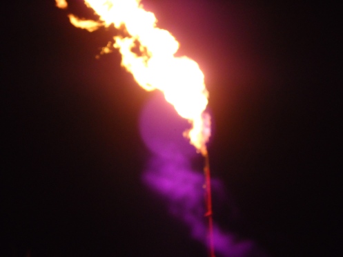 Flaring of a Gas Well with some Funky purple splotches...